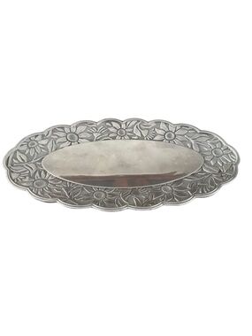 Gorham Silver Bread Tray Floral Edge Oval 14 x 7